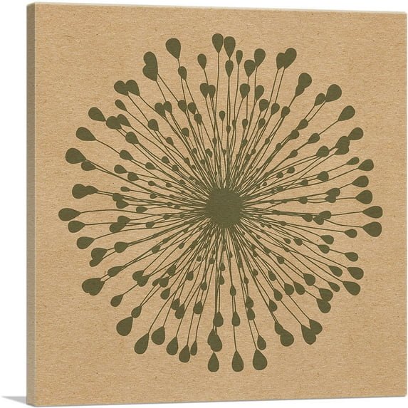 ARTCANVAS Dandelion Olive Beige Brown Square Canvas Art Print - Size: 12" x 12" (0.75" Deep)