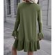 thumbnail image 1 of Vestido Corto, Manga Larga Con Botones En La Parte Delantera, Vestido De Color Puro, Puños Con Volantes, De Moda Para Mujer Para La Oficina ANGGREK DE Verde XL, 1 of 7