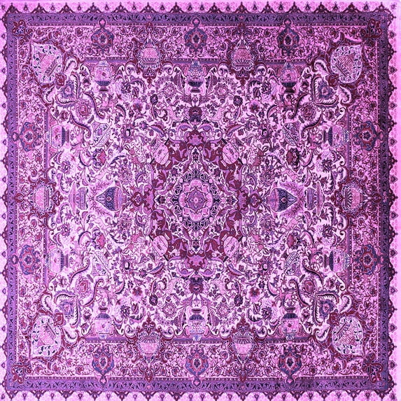 Ahgly Company Indoor Square Medallion Purple Traditional Area Rugs, 3' Square