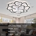 thumbnail image 3 of 35inch Flower Design Ceiling Fan with Light and Remote, Modern Low Profile Flush Mount, 6-Speed Reversible Blades, Timer Ceiling Fans Dimmable Light for Bedrooms Dining Room (12Flower-black), 3 of 8
