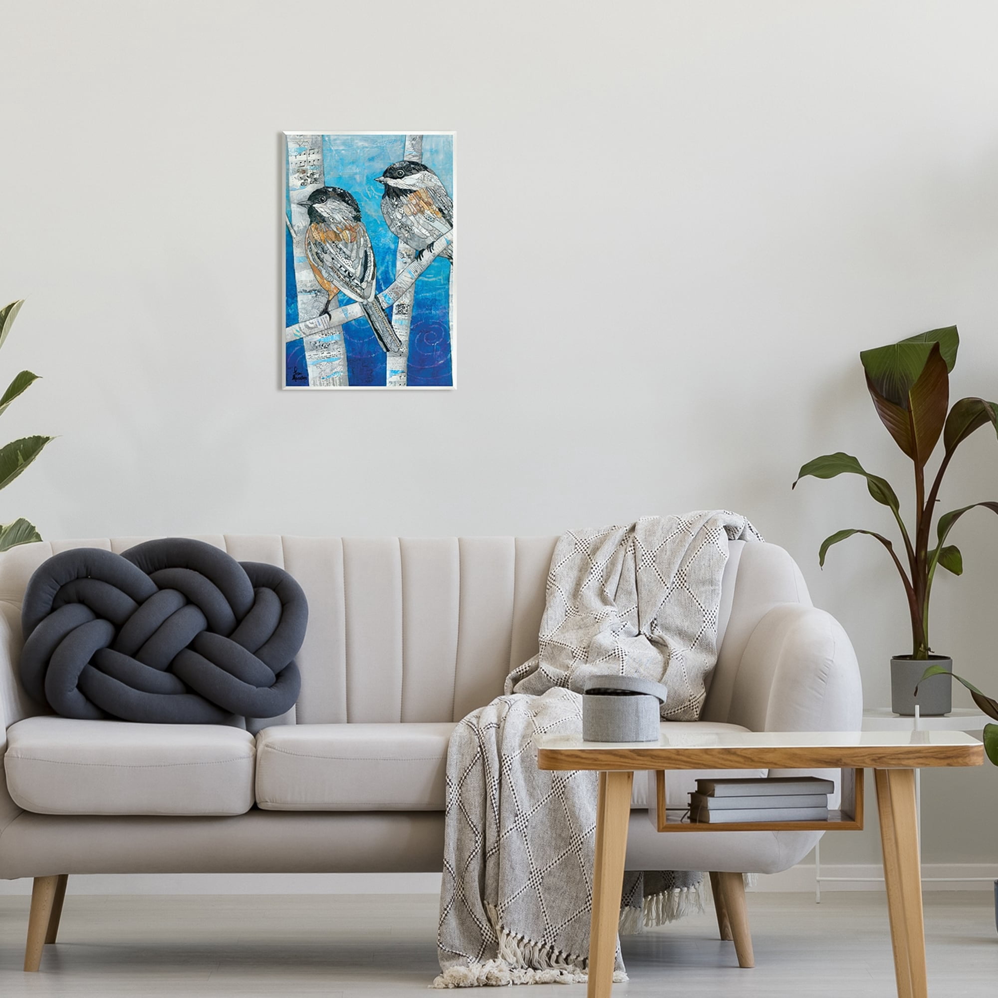 Stupell Industries Chickadees Perched Layered Ephemera Animal Birds Collage Painting Unframed Art Print Wall Art, Design by Lisa Morales