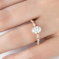 thumbnail image 4 of Jewelerix Women’s Oval Cut Anniversary Ring Marquise Moissanite Side Stone Engagement Ring 14K Yellow Gold Vermeil Solitaire Wedding Ring, 4 of 5