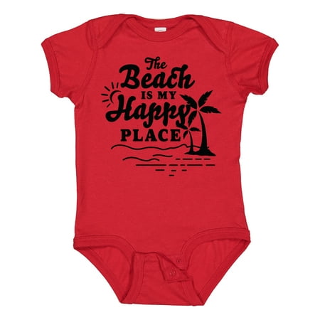 

Inktastic The Beach is My Happy Place with Palm Trees Gift Baby Boy or Baby Girl Bodysuit