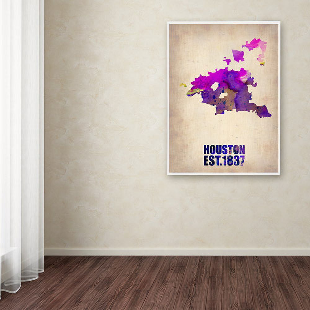Trademark Fine Art "Houston Watercolor Map" Canvas Art by Naxart