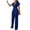 Blue, variant on Fengqque Jumpers for Women with Overalls Casual Jumpsuits Plus Size Summer Cold Shoulder Jumpsuit Solid Suspender Jumpsuits Wide Leg Pant