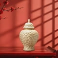 thumbnail image 6 of Porcelain Ginger Jar Vase Canister Handmade Embossed Texture Airtight for Home Office Living Room Decor, 6 of 9