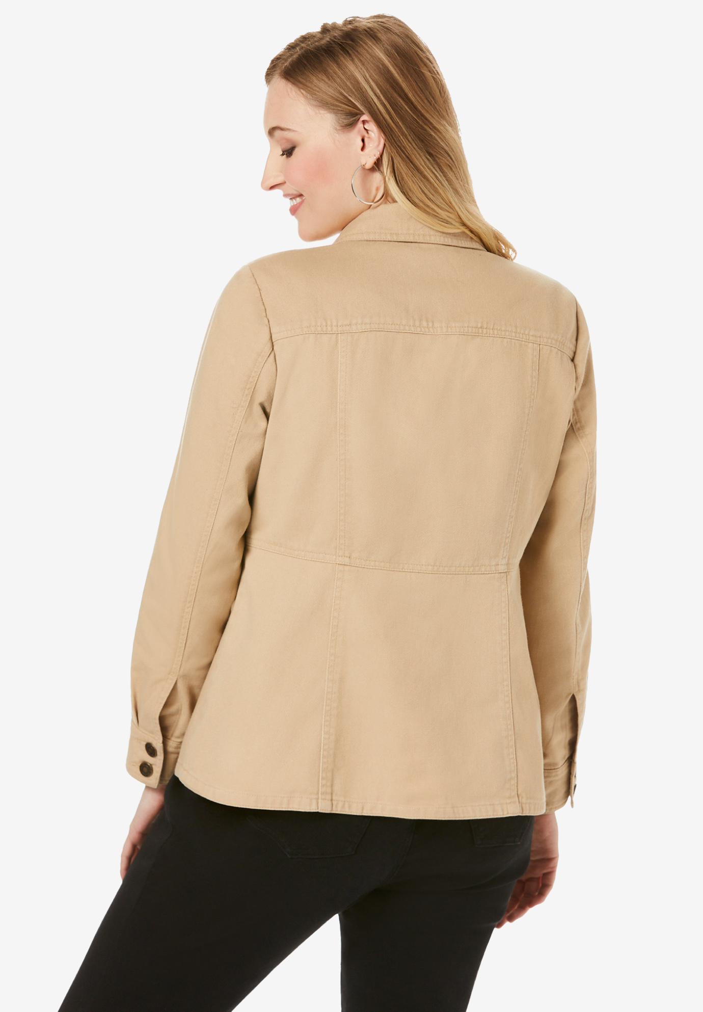 Jessica London Women's Plus Size Peplum Denim Jacket Feminine Jean Jacket - image 3 of 5