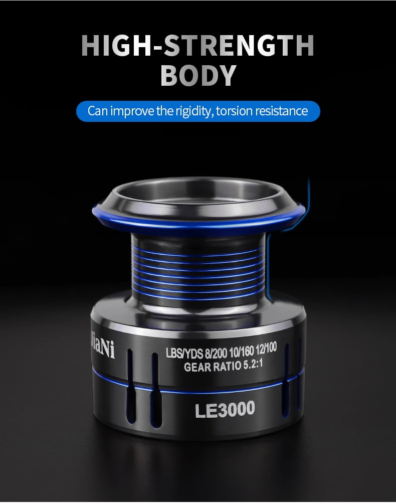 LINNHUE New Spinning Reel LE1000-6000 Screw-in Handle Fishing Reel Dark blue 5.2:1 High Speed 8kg Max Drag For Reel Fishing