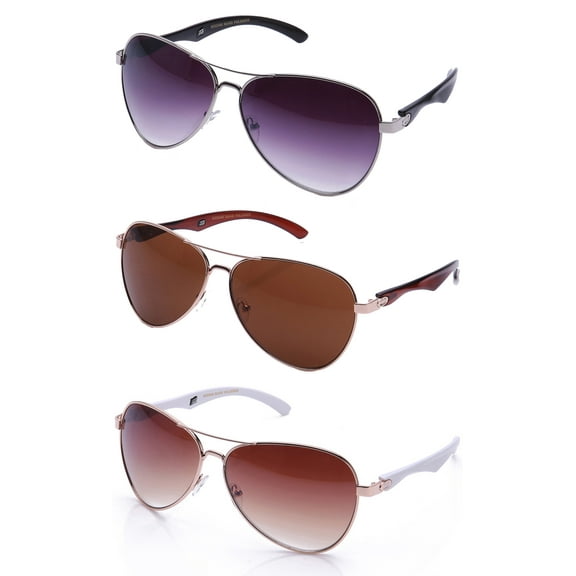 3 Packs Oversized Fashion Aviator Large Metal Frame Sport Design Sunglasses for Men for Women