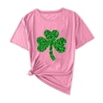 thumbnail image 4 of Fewfanhot Women's St Patrick's Day Shamrock Print Top, Short Sleeve Crewneck Casual T-Shirt with Clover Graphic Loose Fit Spring Summer Holiday Tee, 4 of 5