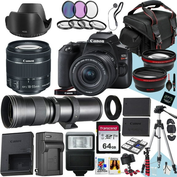 Canon EOS Rebel SL3 DSLR Camera With EF-S 18-55mm f/4-5.6 IS STM And 420-800mm f/8.3 HD Telephoto Zoom Lens   64 GB Memory   Filters   Tripod   More (36pc Bundle)
