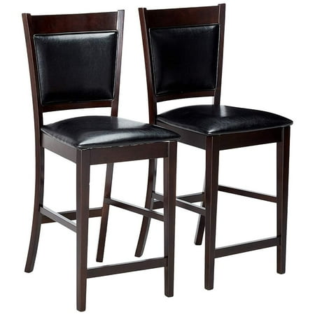 Casual PU Padded Counter Height Dining Chairs, Espresso(Set of