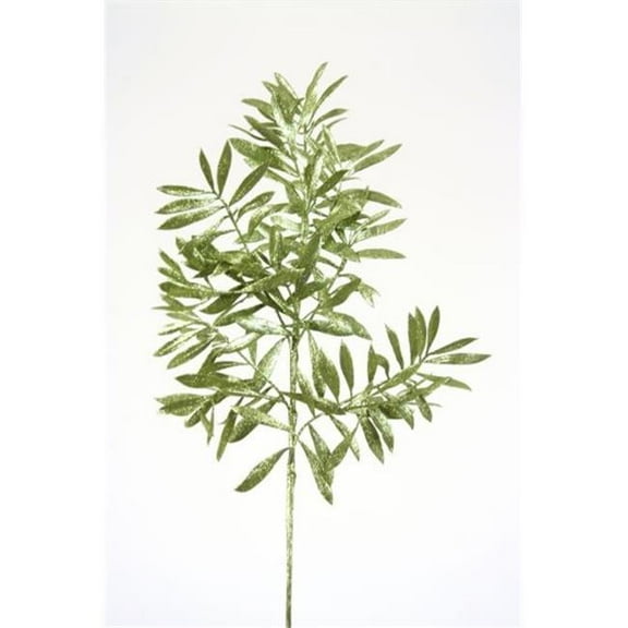 Plastic Emerald Green Glittereolive Leaf Spray - Pack of 24