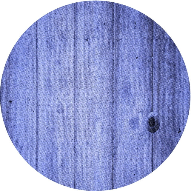 Ahgly Company Tapis Rond Lavable en Machine Intérieur Transitionnel Bleu Denim, 5 Pieds Rond