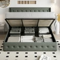 thumbnail image 4 of Einfach King Size Lift up Platform Storage Bed Frame with Fabric Upholstered Wingback Button Tufted Headboard, Dark Gray, 4 of 12