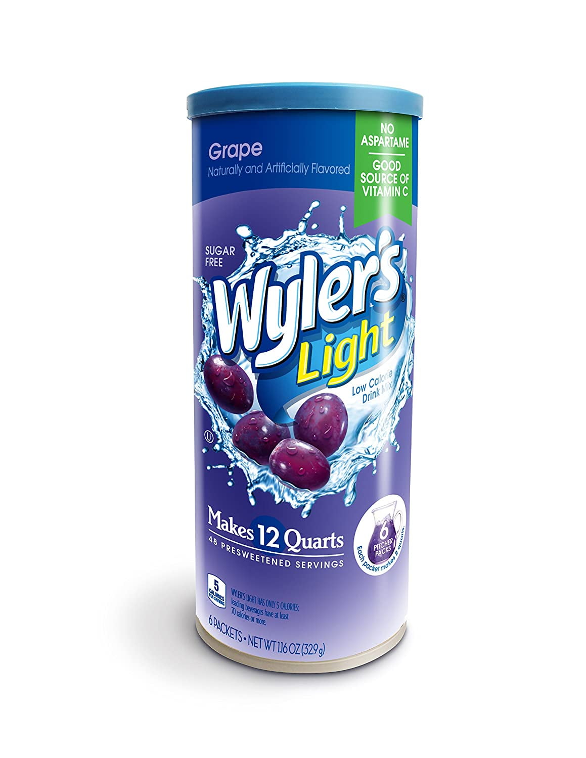 Wylers Light Canister Drink Mix Grape Water Powder Enhancer Canister
