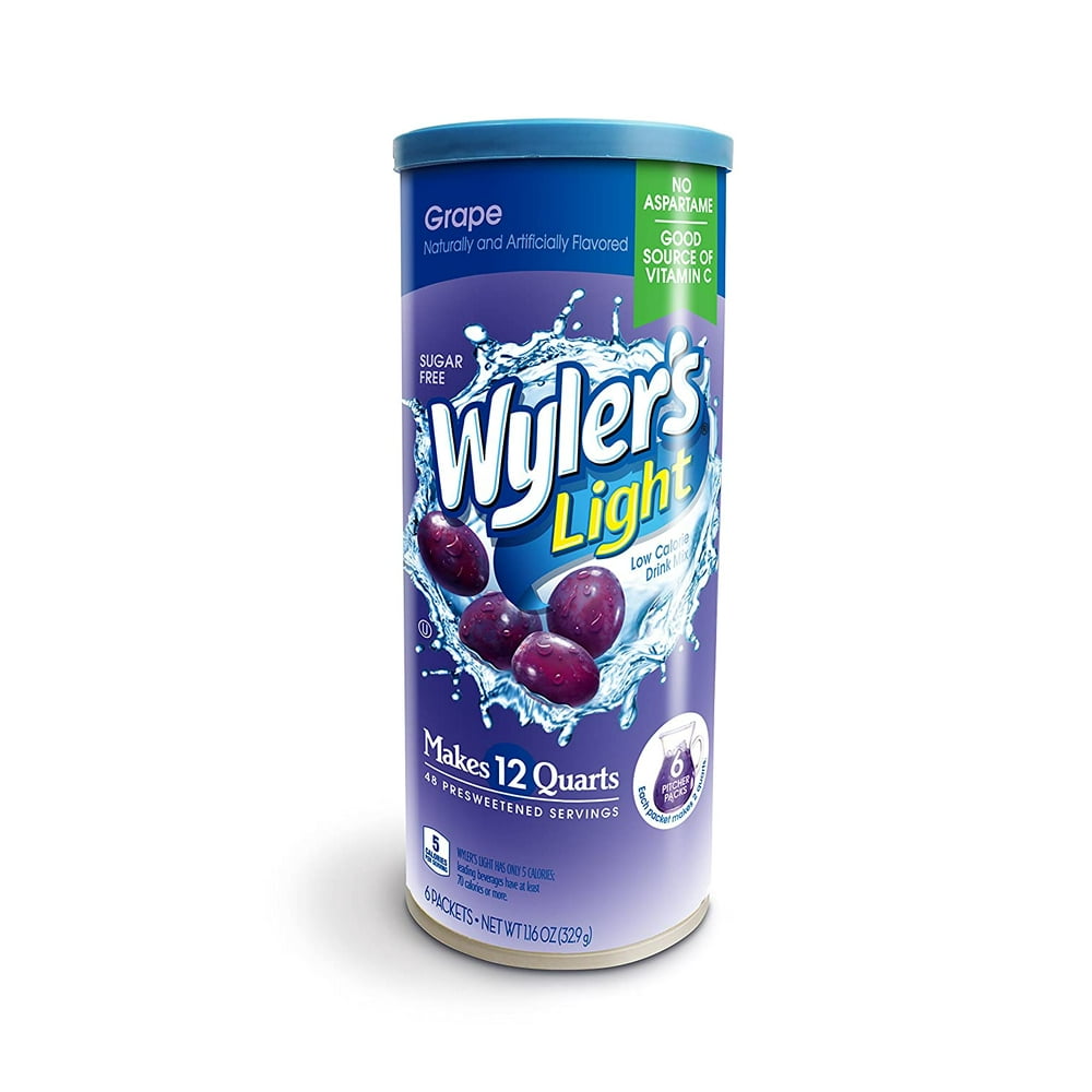 Wylers Light Canister Drink Mix Grape Water Powder Enhancer Canister