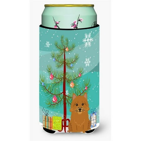 

Merry Christmas Tree Norwich Terrier Tall Boy Beverage Insulator Hugger