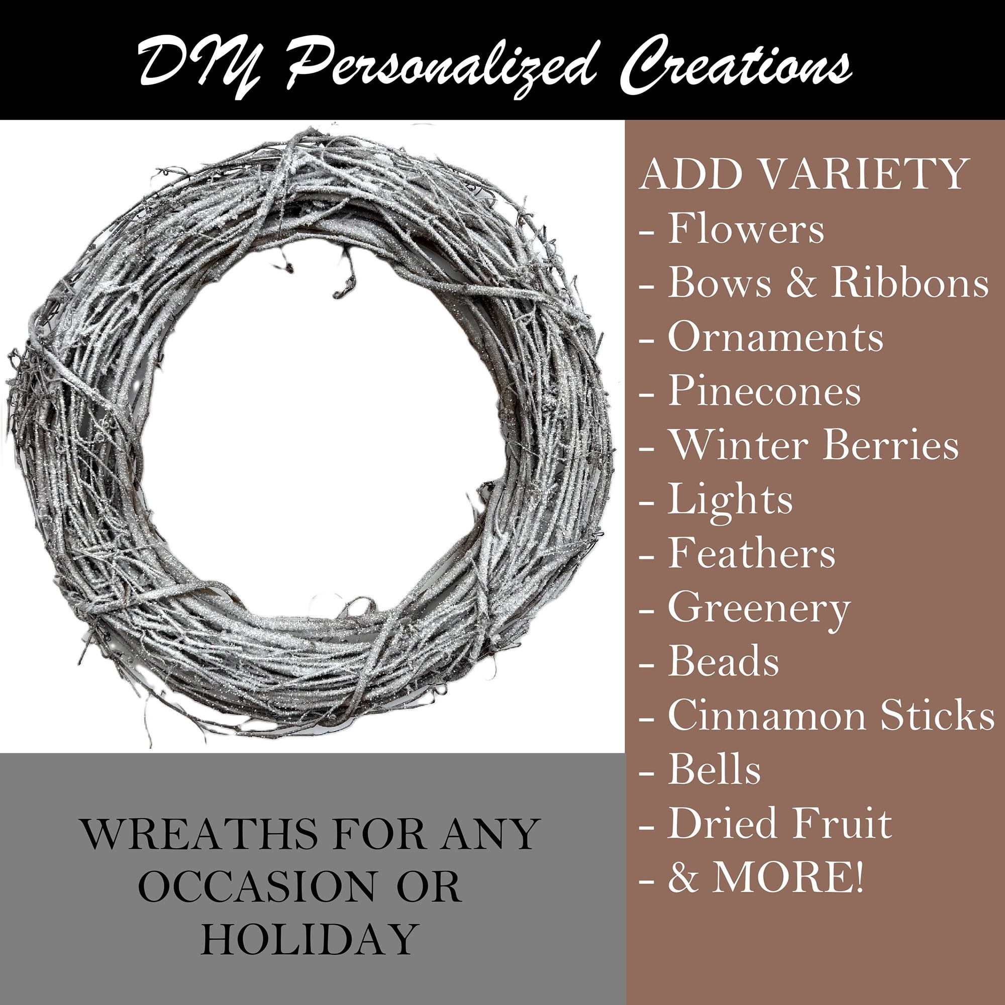 Kraft Lane: 18" Flocked Grapevine Wreath - Glitter Snow Ice - DIY Craft Project, Handcrafted, In-Outdoor Decoration, Behr Paint, Seasonal-Holiday-Home