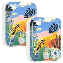 Yayeee 2-Pack Plug in LED Night Lights with Light Sensors Motion Detectors, Colorful Landscape