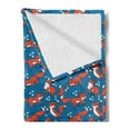 thumbnail image 2 of Cartoon Soft Flannel Fleece Throw Blanket, Fox with Heart and Dots Pattern, Cozy Plush for Indoor and Outdoor Use, 70" x 90", Dark Salmon Azure Blue, by Ambesonne, 2 of 5