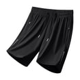 thumbnail image 3 of Ceisia Men's Solid Color Quick-Dry Sports Shorts with Elastic Waist Zippered Pockets Breathable Casual Summer Pants Black Gifts for Father 4X, 3 of 8