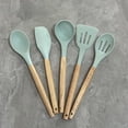 thumbnail image 5 of 5PCS Silicone Utensil Set, Kitchen Utensil Set, Safety Cooking Utensils Set, Non-Stick Cooking Utensils Set With Wooden Handle, Washable Modern Cookware, Kitchen Stuff, Kitchen Gadgets, Kitchen Essent, 5 of 8