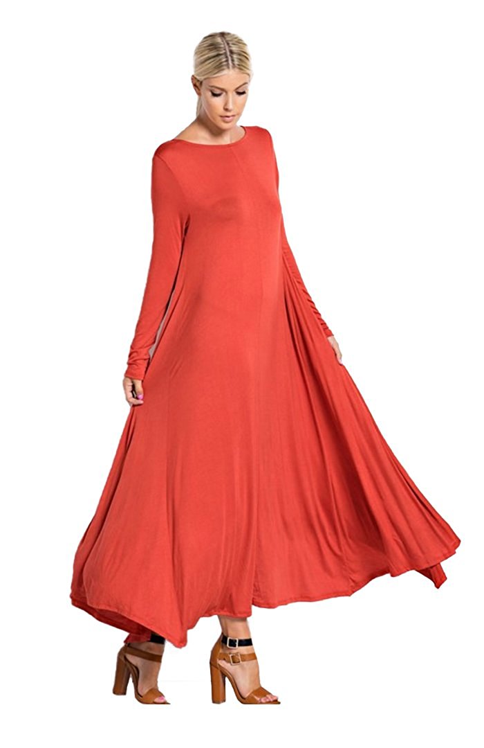 Generic Womens Winter High Neck Long Sleeve Knit Maxi Dresses