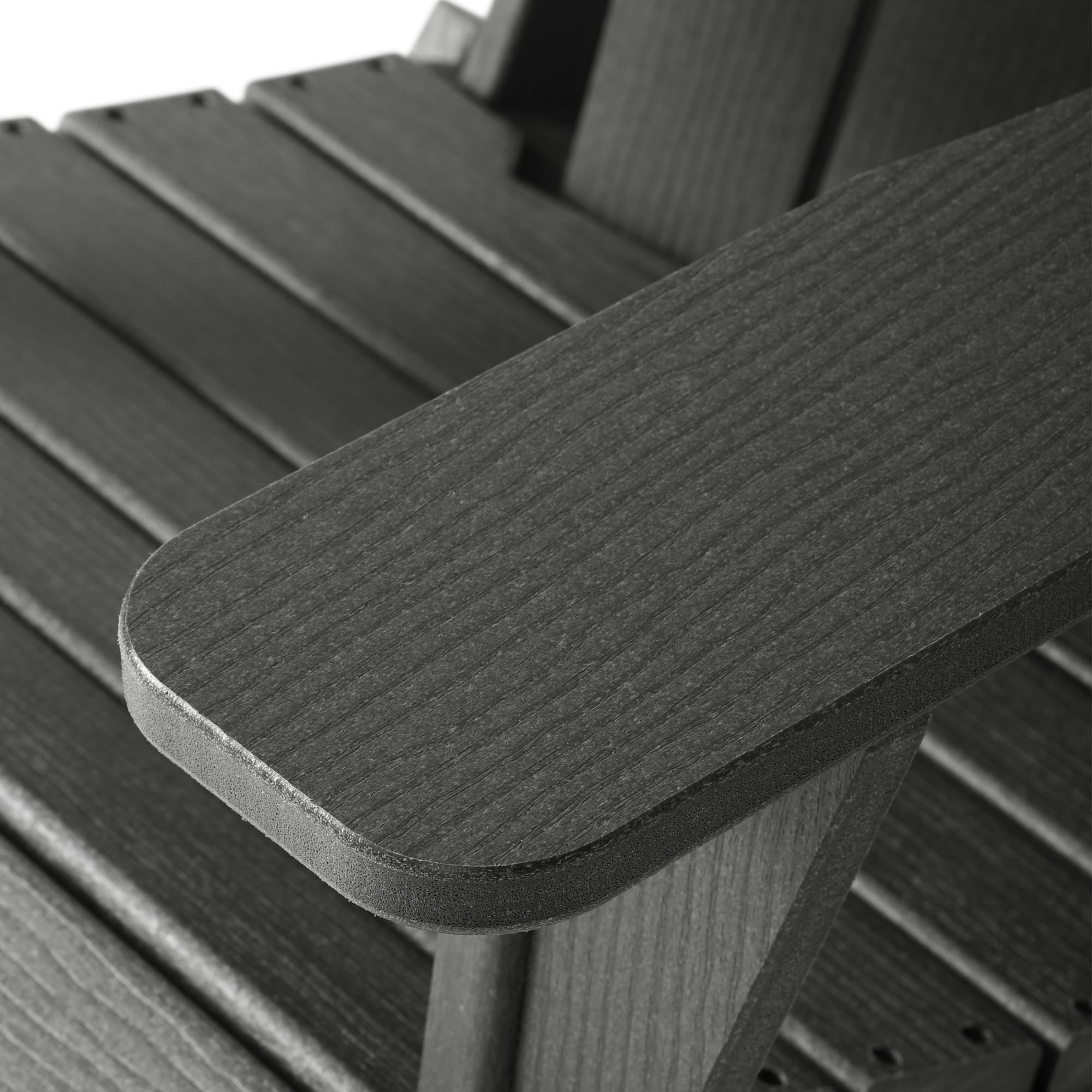 WestinTrends Nantucket Outdoor Patio HDPE Resin Folding Adirondack Chairs With Cup Holder and Phone Holder (Set of Two), Gray
