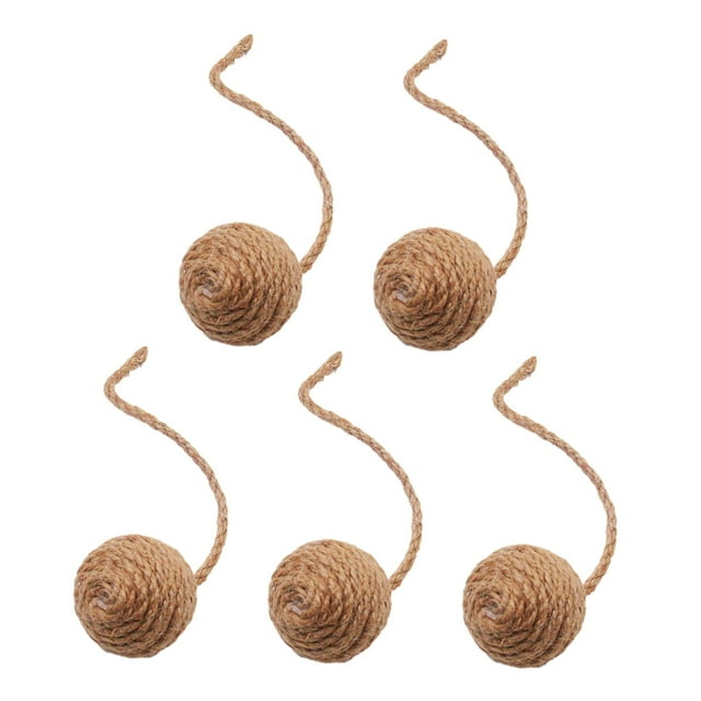 5 piezas de juguetes para gatos, bolas de Sisal, bolas de cuerda de cáñamo para gatos, juego automático, gatito persiguiendo y jugando, cuerda larga, 45 cm amarillo