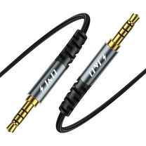 J&D 3.5mm TRRS Nylon Braided M/M Aux Cable, Gold-Plated Connector, Aluminum Alloy Shell, 6.6 ft, Grey