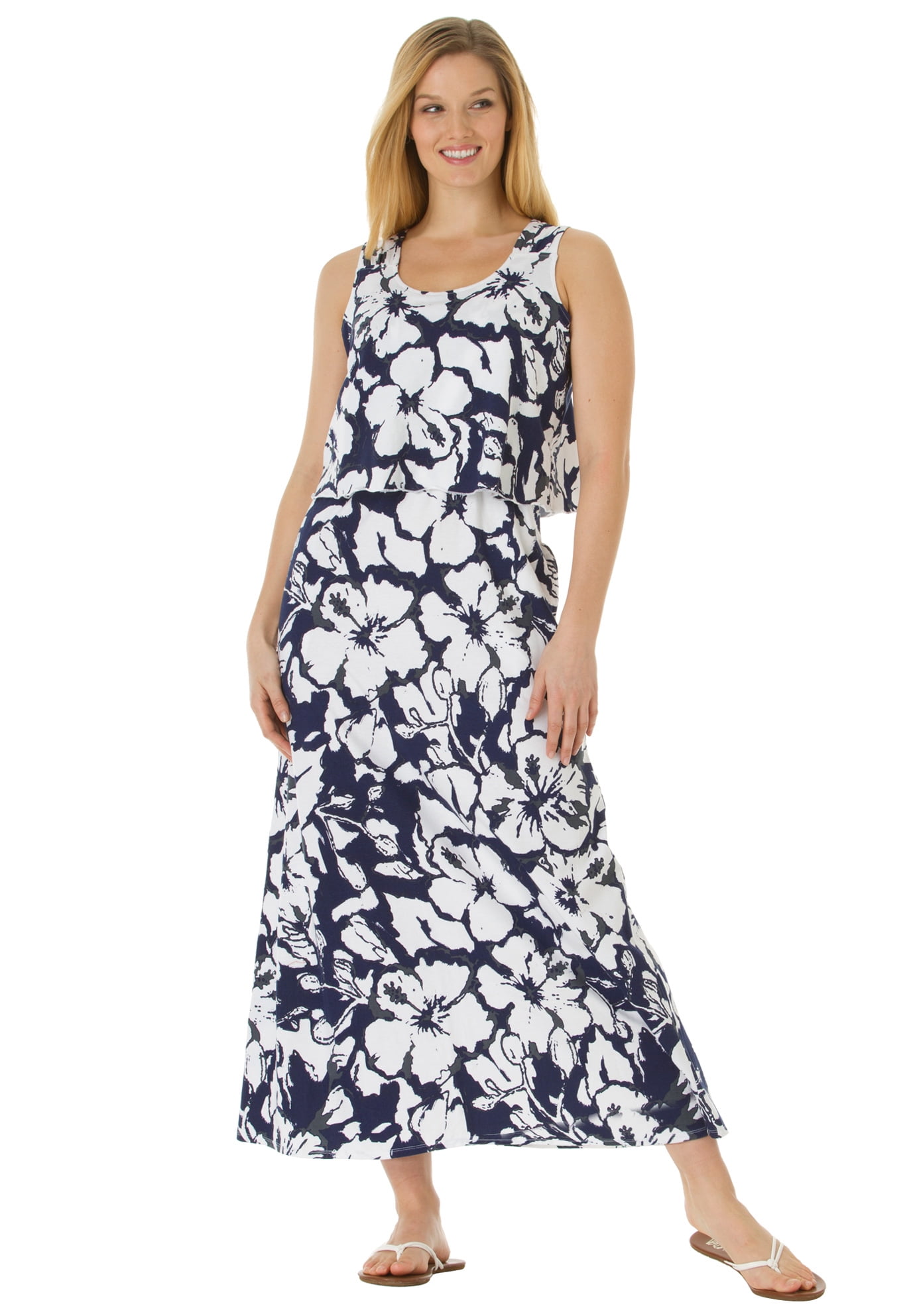 Woman Within Women's Plus Size Layered Popover Maxi Dress - Walmart.com