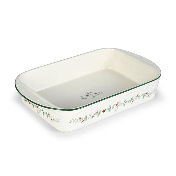 Pfaltzgraff Winterberry Panadero Rectangular De 13 Pulgadas, Blanco