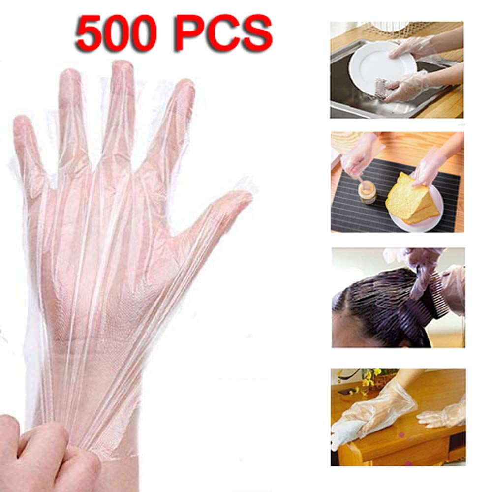 500 PCS Disposable Food Prep Gloves 500 Piece Plastic Food Safe