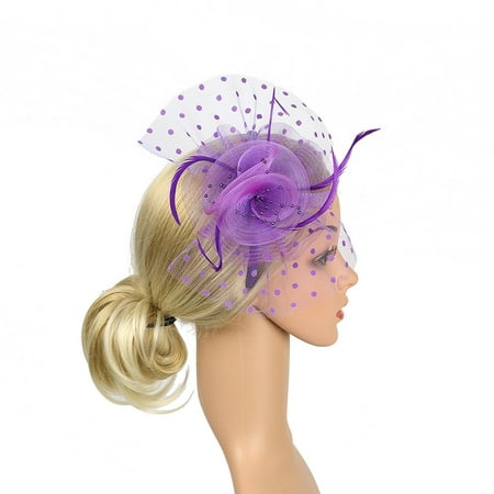 

MIARHB Flower Cocktail Tea Party Headwear Feather Fascinators Top Hat for Women