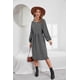 thumbnail image 4 of Women Floral Print Round Neck Dress Long Sleeve Belted Midi Dress Autumn Daily Wear, 4 of 5