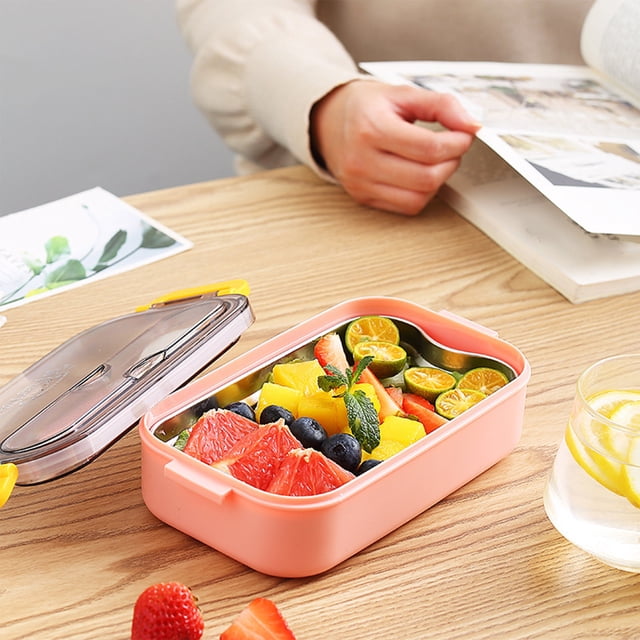 YIMWNYI Bento Lunch Box, Leak Proof Lunch Container, Multi-Compartment Meal Prep Box, Easy to Carry Design, Microwave Safe Plastic and Stainless Steel Liner