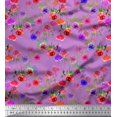 thumbnail image 1 of Soimoi Tissu Crêpe polyester Imprimé Feuilles & Roses au Mètre 42 Pouces de Large, 1 of 3
