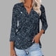 thumbnail image 2 of Camiseta de Solapa de Cuello en V de la Manga Superior de 3/4 de las Mujeres, Uso Diario Cómodo Casual, 2 of 9