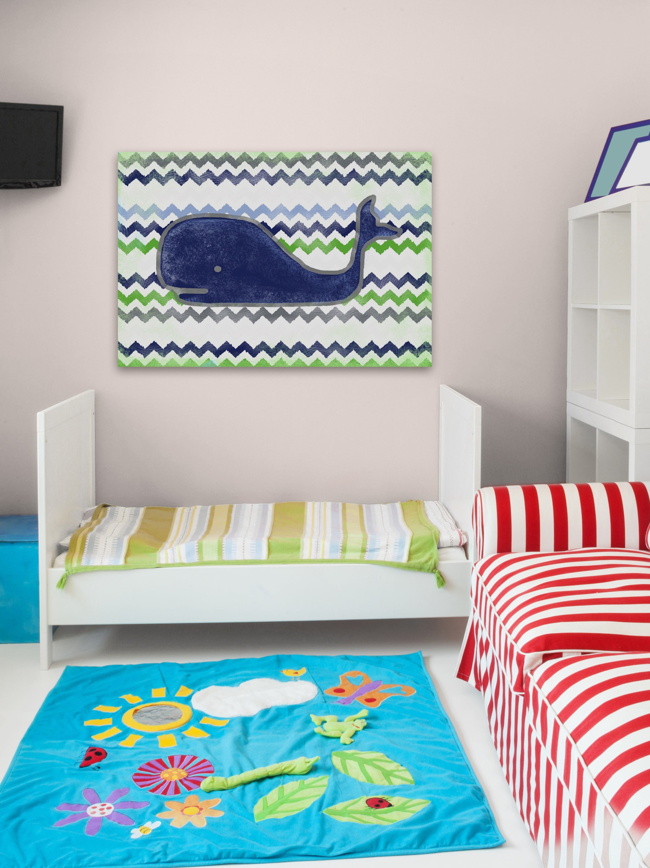"Navy Whale" Painting Print on Wrapped Canvas