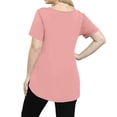 thumbnail image 4 of Mlqidk Plus Size Tops for Women Dressy Casual Going Out Tees Crew Neck Short Sleeve Solid Color T-Shirt Summer Tunics Blouses Pink XL, 4 of 5