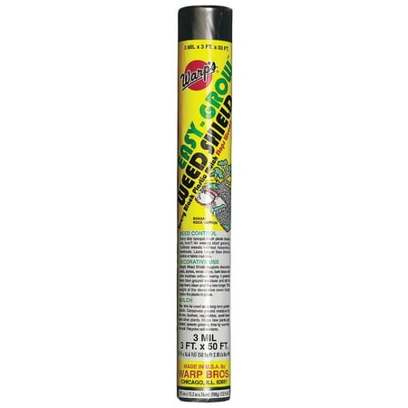 Easy Grow EGS50 Weedshield, 3 ft W X 50 ft L X 3 mil T, Plastic, Black