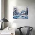 thumbnail image 3 of Nawypu  Small Town In Winter Times - Traditional Framed Canvas Wall Art Print, Blue, 32x24, 3 of 4