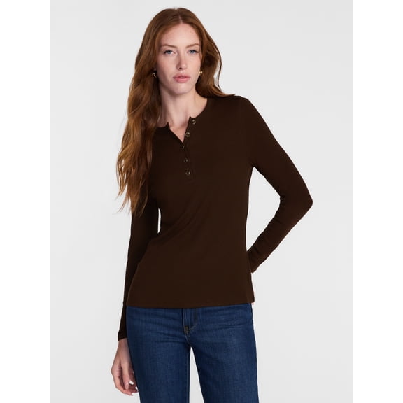 Scenario Women's Henley Shirt with Long Sleeves, Sizes XS-XXXL