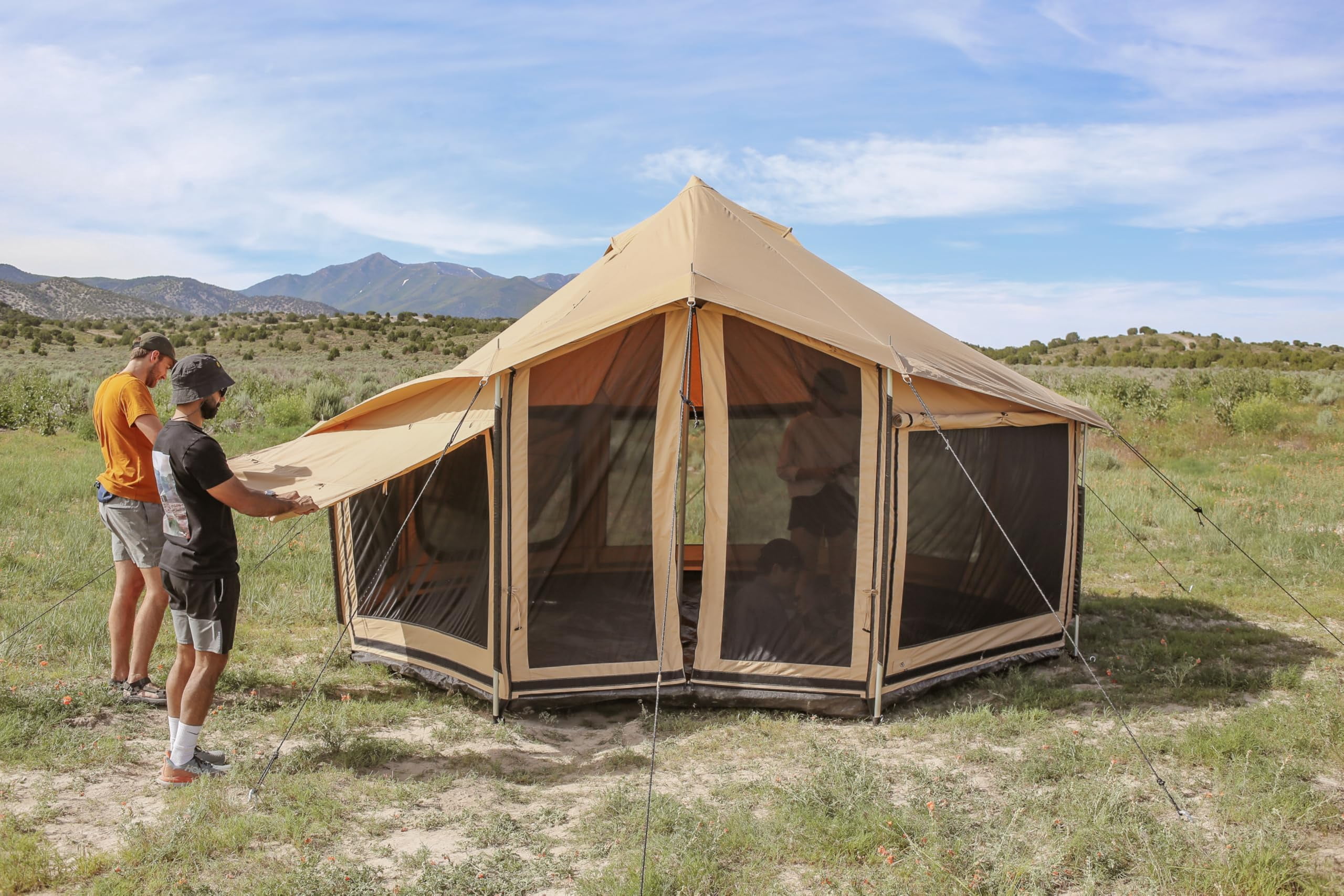WHITEDUCK Altimus Canvas Tent With Stove Jack , Waterproof, 4 Season Luxury Camping and Glamping Tent Outdoor (Sandstone Beige, Water Repellent, 14')