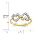 thumbnail image 3 of Solid 10k Yellow Gold Double Heart CZ Cubic Zirconia Ring Band Size 5, 3 of 6