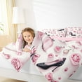 thumbnail image 4 of Manfei Fashion High Heels King Size Comforter Sets,Pink Diamond Perfume Bedding Comforter Set,Romantic Flower Floral Bedding Set For Adults,Super Cozy Room Decor Reversible,3pcs, 4 of 8