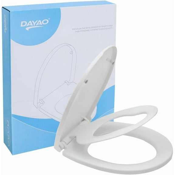 Toilet Seat with Built-in Potty Training Seat – Magnetic Kids Seat & Slow Close Lid – Fits Adult & Child – Plastic, White