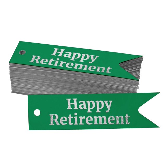 Inkdotpot Real Silver Foil Happy Retirement Tags Favor Hang Paper Tags 50 Pieces