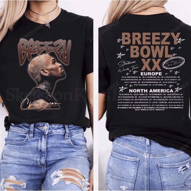 Chris Brown Breezy Bowl XX Tour Shirt 2025 Fan Gift Graphic Concert Tee - As Picture - M